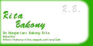 rita bakony business card